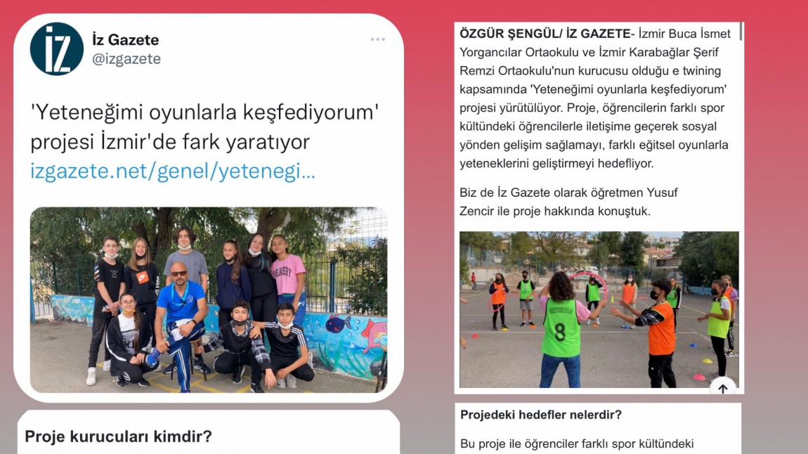 Yusuf ZENCİR-Yeteneğimi Oyunlarla Keşfediyorum Projesi İz Gazetesinde